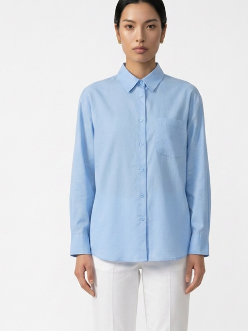 Eileen Fisher organic linen button down blouse